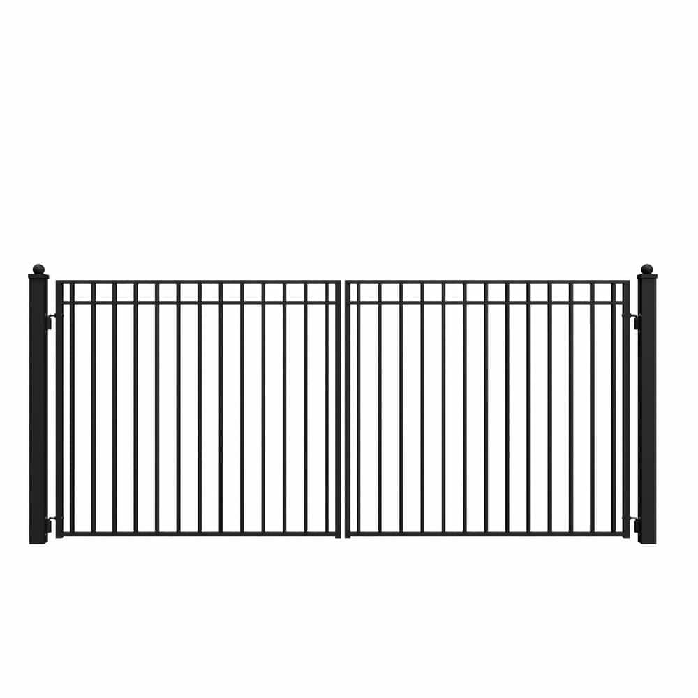ALEKO Madrid 14 ft. x 6 ft. Black Steel Dual Driveway Fence Gate