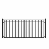 ALEKO Madrid 14 ft. x 6 ft. Black Steel Dual Driveway Fence Gate