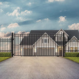 ALEKO Madrid Style 14 ft. x 6 ft. Black Steel Single Swing Driveway Fence Gate
