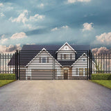ALEKO 14 ft. x 6 ft. Milan Black Metal Steel Dual Swinging Driveway Fence Gate