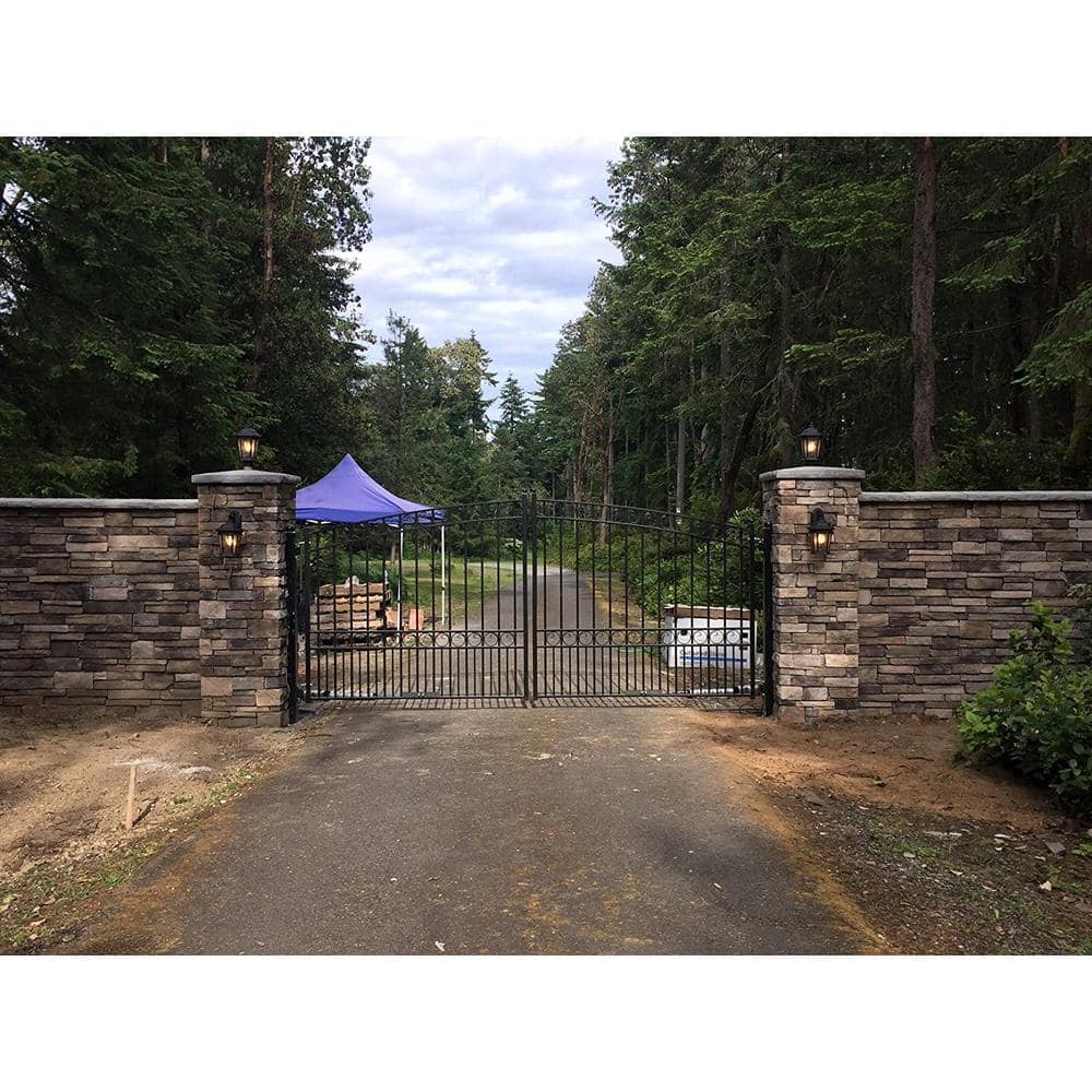 ALEKO Paris Style 14 ft. x 6 ft. Black Steel Dual Driveway Fence Gate