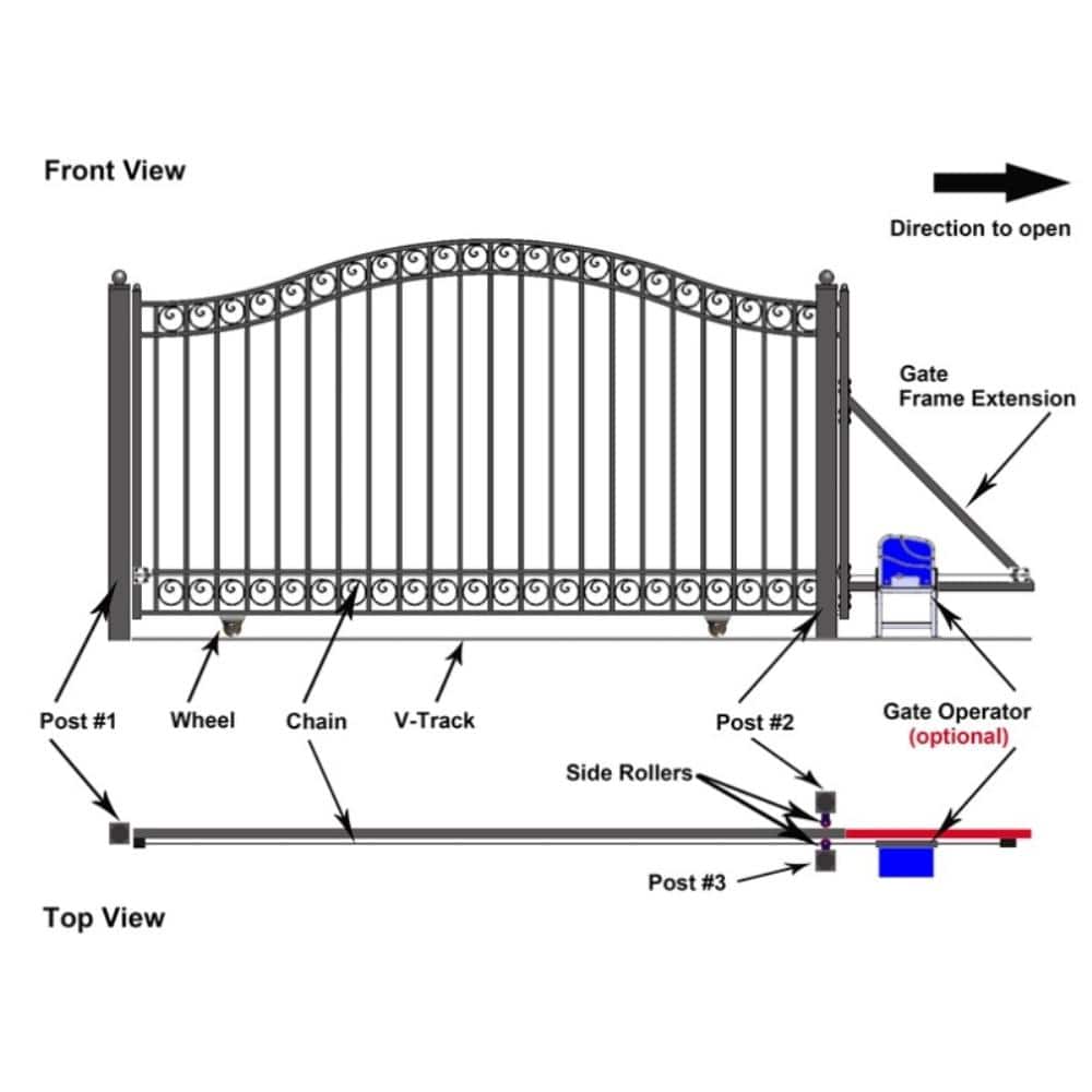 ALEKO Paris Style 14 ft. W x 6 ft. H Black Steel Single Slide Driveway with Gate Opener Fence Gate