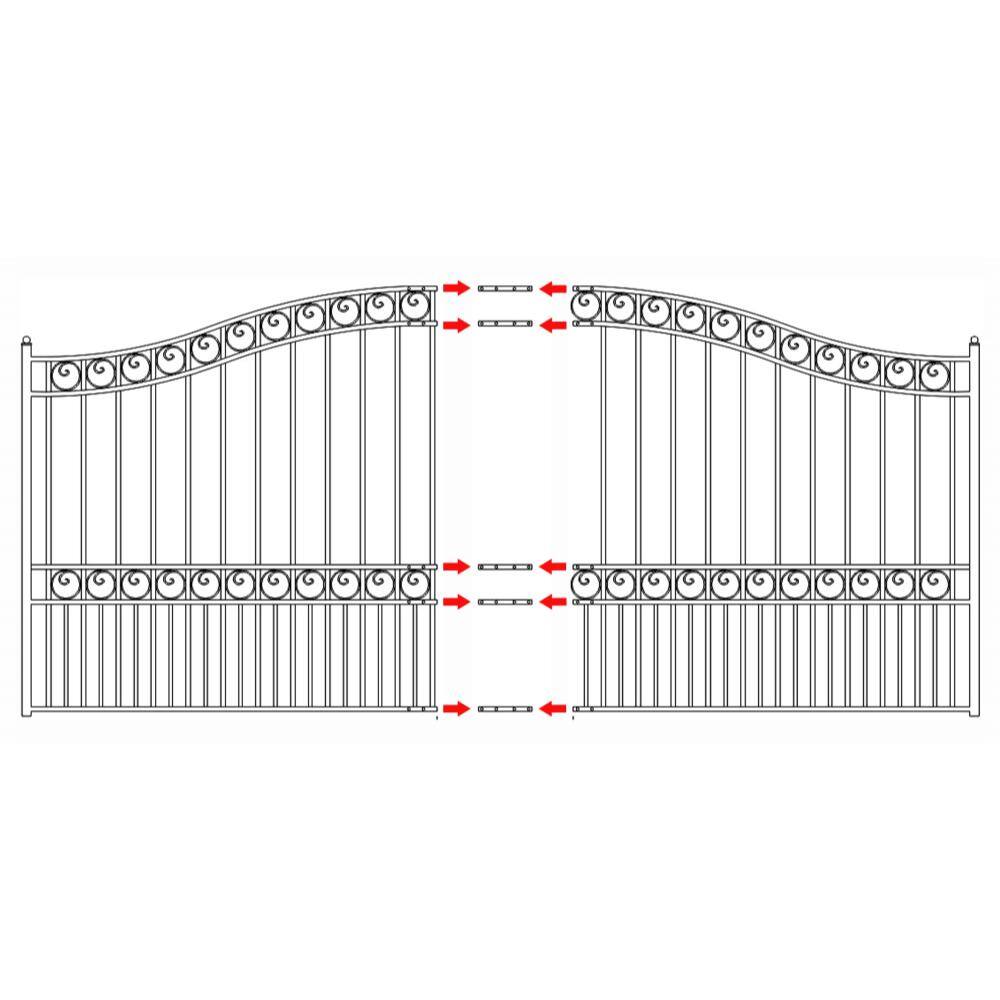 ALEKO 19 ft. x 6 ft. x 14 ft. Black Steel Single Sliding Driveway Gate Paris Style with Pedestrian Gate 5 ft. Fence Gate