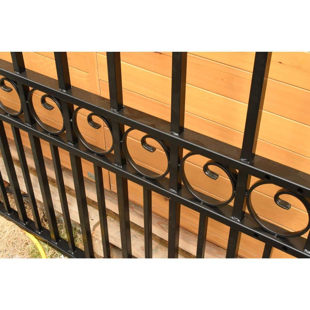 ALEKO Paris Style 14 ft. x 6 ft. Black Steel Metal Single Swing Driveway Fence Gate