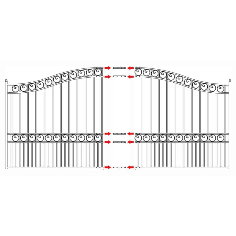 ALEKO Paris Style 14 ft. x 6 ft. Black Steel Metal Single Swing Driveway Fence Gate