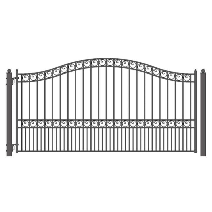 ALEKO Paris Style 14 ft. x 6 ft. Black Steel Metal Single Swing Driveway Fence Gate