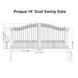 ALEKO Prague Style 14 ft. x 6 ft. Black Steel Dual Driveway Fence Gate