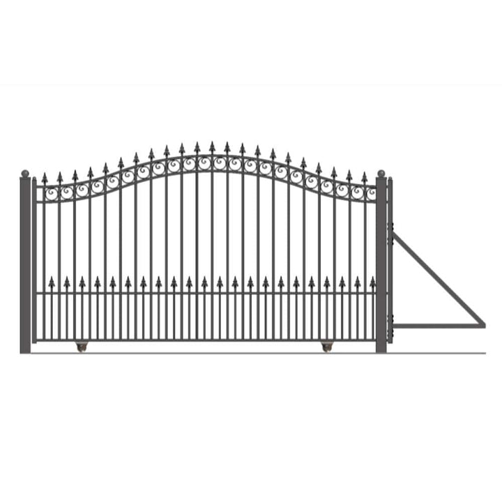 ALEKO Prague Style 14 ft. W x 6 ft. H Black Steel Single Slide Driveway with Gate Opener Fence Gate