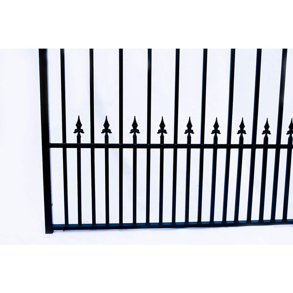 ALEKO Prague Style 14 ft. x 6 ft. Black Steel Single Swing Driveway Fence Gate