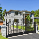 ALEKO Venice Style 14 ft. x 6 ft. Black Steel Dual Driveway Fence Gate