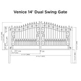 ALEKO Venice Style 14 ft. x 6 ft. Black Steel Dual Driveway Fence Gate