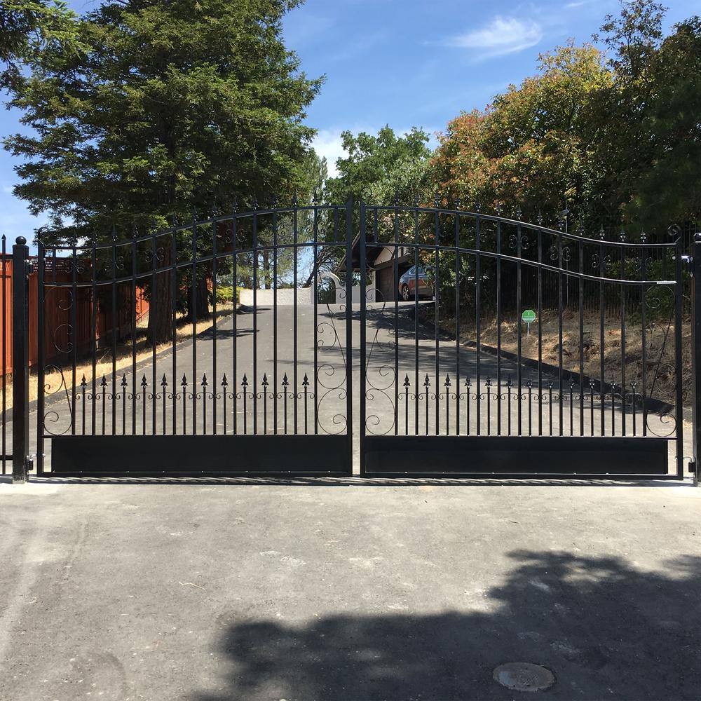 ALEKO Venice Style 14 ft. x 6 ft. Black Steel Dual Driveway Fence Gate