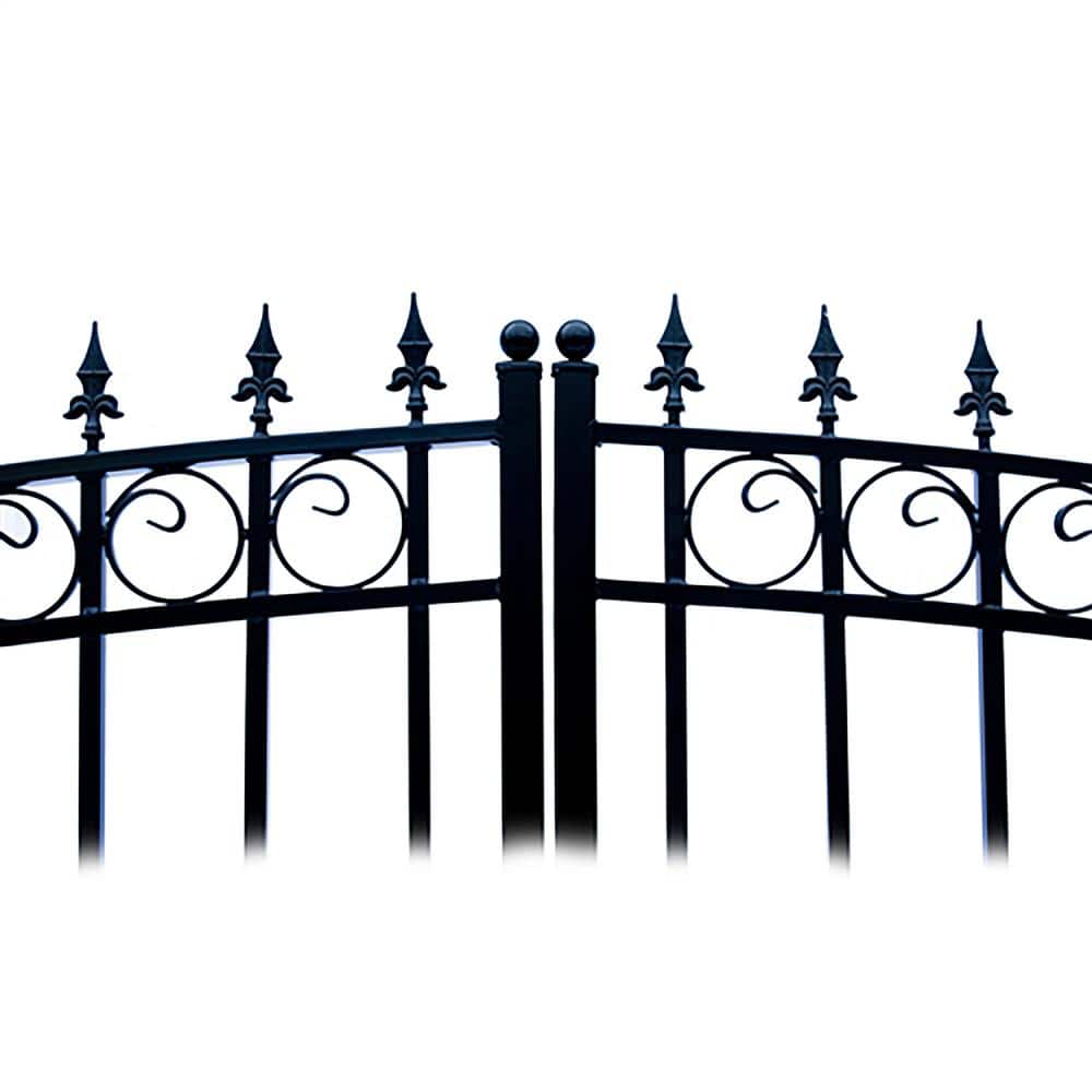 ALEKO London Style 16 ft. x 6 ft. Black Steel Dual Driveway Fence Gate