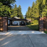 ALEKO 21 ft. x 6 ft. x 16 ft. Black Steel Single Sliding Driveway Gate London Style with Pedestrian Gate 5 ft. Fence Gate