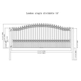 ALEKO London Style 16 ft. x 6 ft. Black Steel Single Swing Driveway Fence Gate