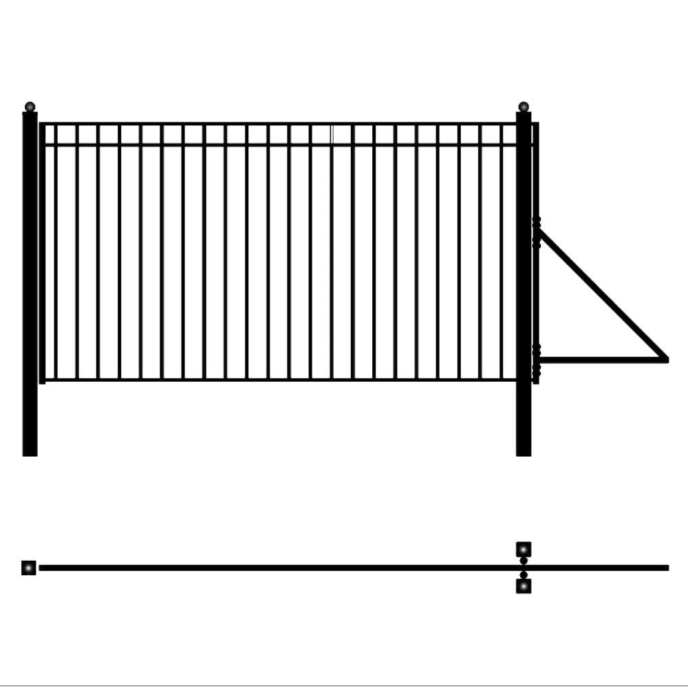 ALEKO Madrid Style 16 ft. x 6 ft. Black Steel Single Slide Driveway Fence Gate