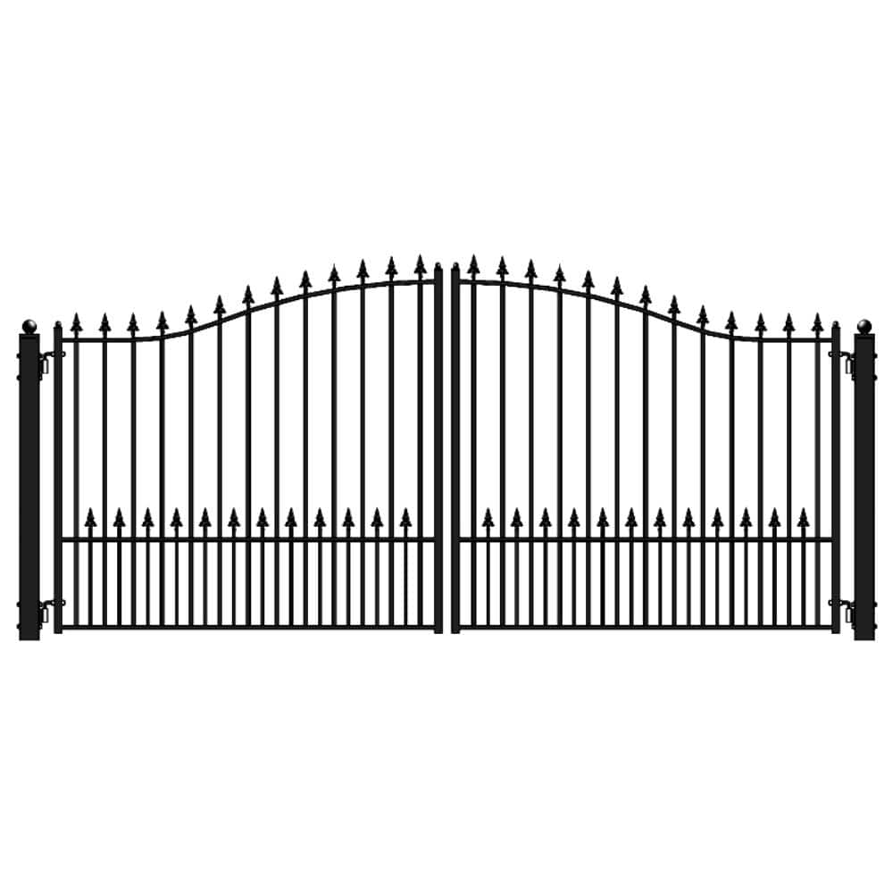 ALEKO Munich Style 16 ft. x 6 ft. Black Steel Dual Driveway Fence Gate