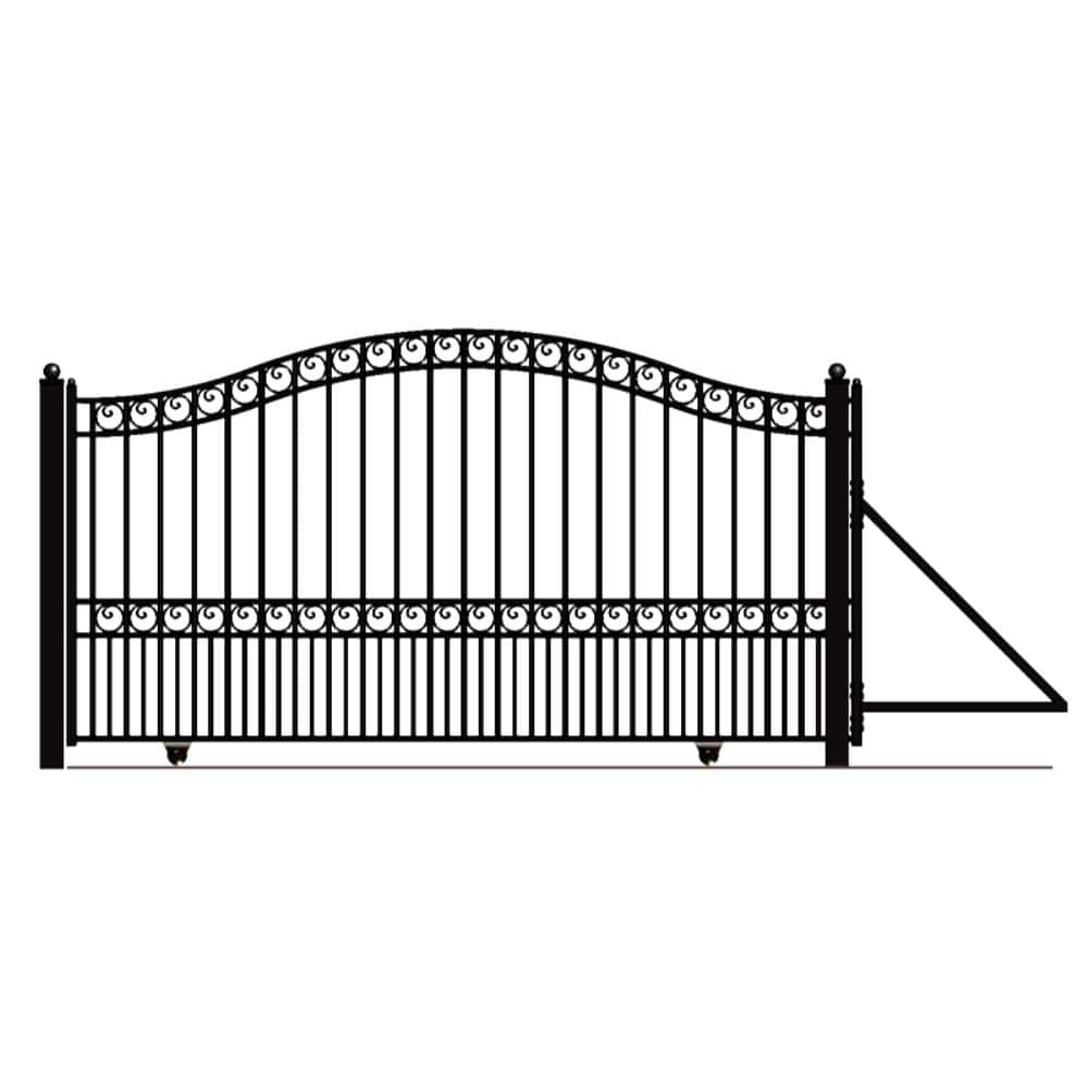 ALEKO Paris Style 16 ft. x 6 ft. Black Steel Single Slide Driveway Fence Gate
