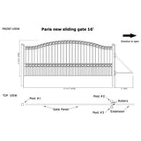 ALEKO Paris Style 16 ft. W x 6 ft. H Black Steel Single Slide Driveway with Gate Opener Fence Gate