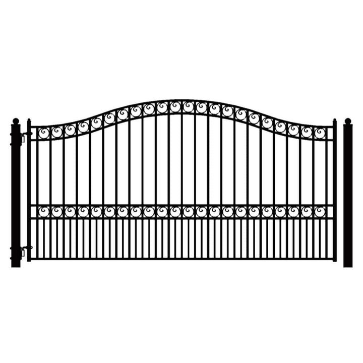 ALEKO Paris Style 16 ft. x 6 ft. Black Steel Single Swing Driveway Fence Gate