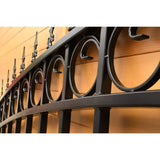 ALEKO 21 ft. x 6 ft. x 16 ft. Black Steel Single Sliding Driveway Gate Prague Style with Pedestrian Gate 5 ft. Fence Gate