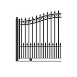 ALEKO 21 ft. x 6 ft. x 16 ft. Black Steel Single Sliding Driveway Gate Prague Style with Pedestrian Gate 5 ft. Fence Gate