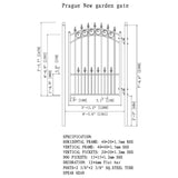 ALEKO 21 ft. x 6 ft. x 16 ft. Black Steel Single Sliding Driveway Gate Prague Style with Pedestrian Gate 5 ft. Fence Gate