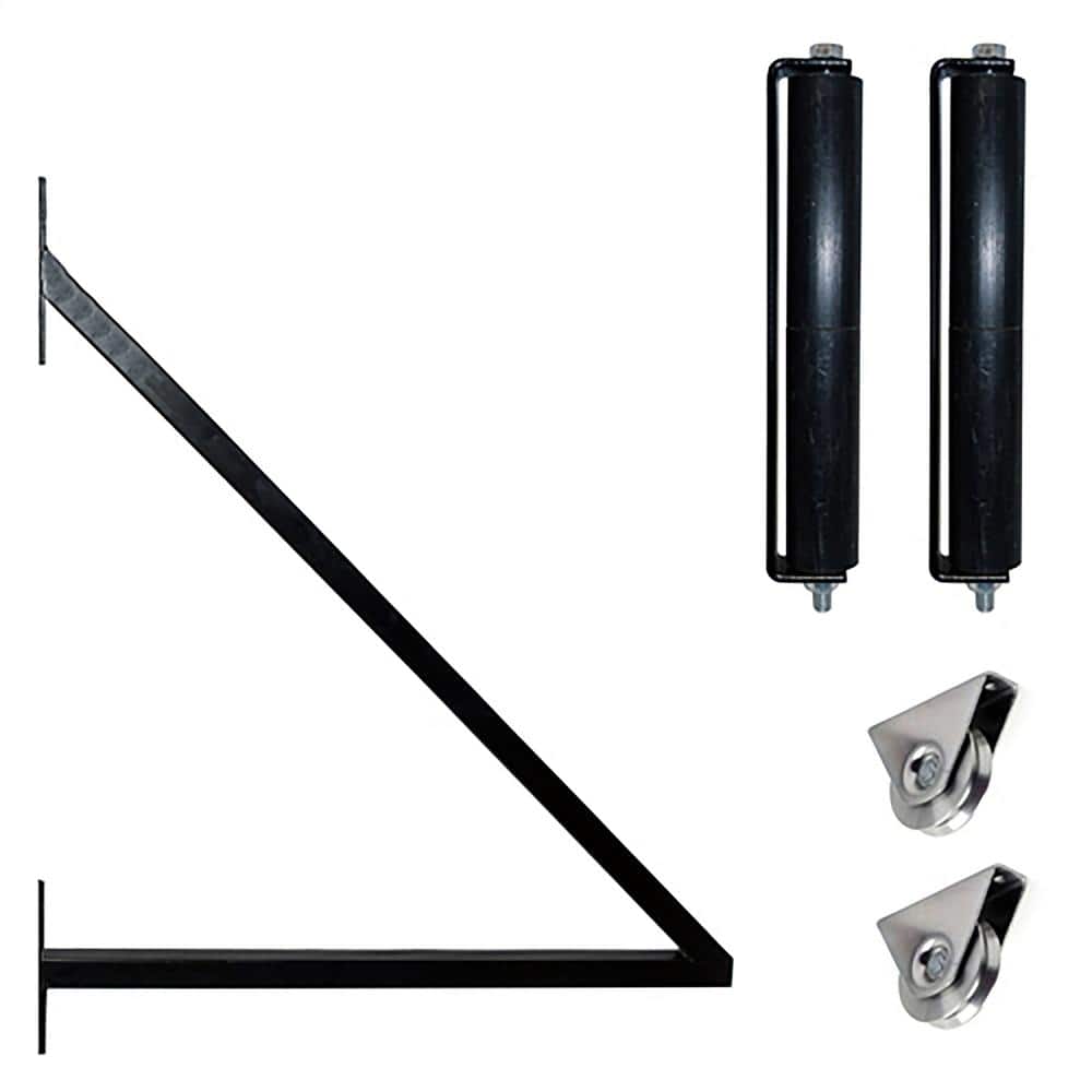 ALEKO 21 ft. x 6 ft. x 16 ft. Black Steel Single Sliding Driveway Gate Prague Style with Pedestrian Gate 5 ft. Fence Gate