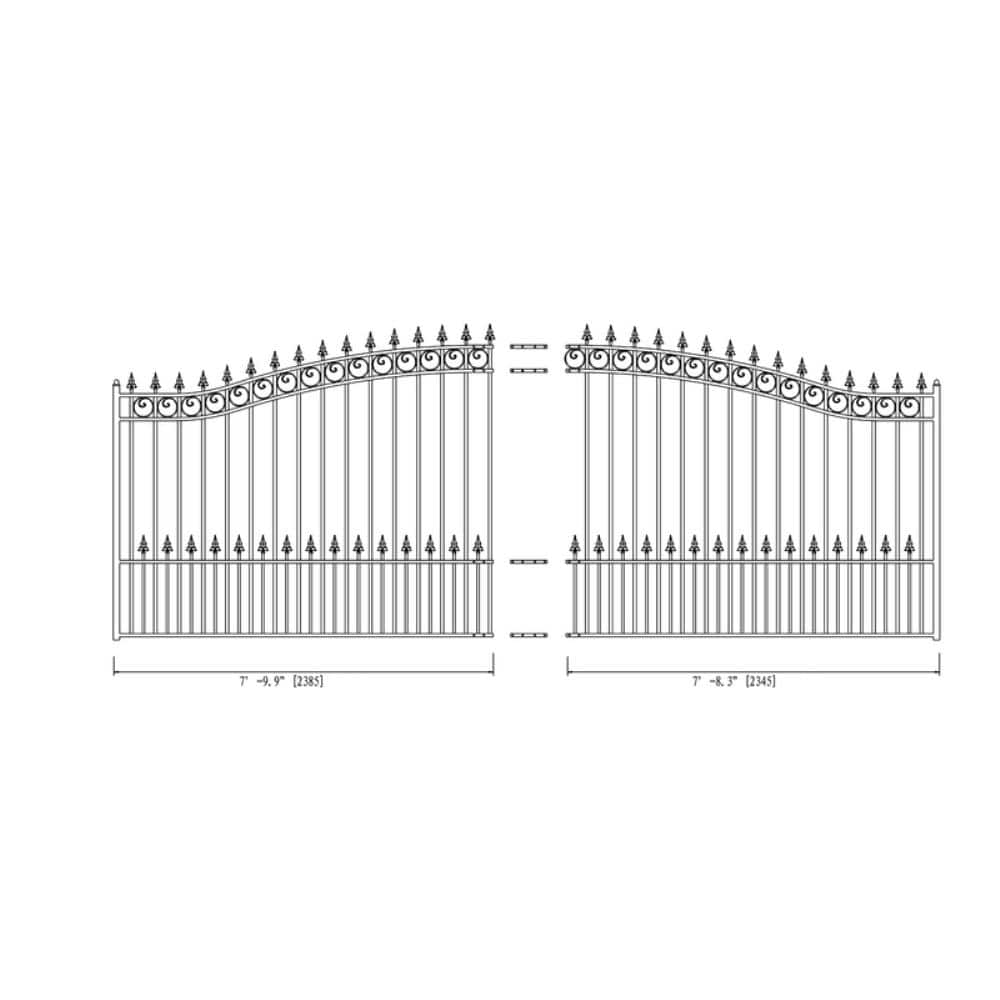 ALEKO Prague Style 16 ft. x 6 ft. Black Steel Single Swing Driveway Fence Gate