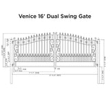 ALEKO Venice Style 16 ft. x 6 ft. Black Steel Dual Driveway Fence Gate