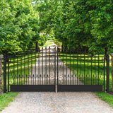 ALEKO Venice Style 16 ft. x 6 ft. Black Steel Dual Driveway Fence Gate