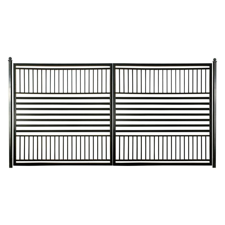 ALEKO 18 ft. x 6 ft. Barcelona Black Metal Steel Dual Swinging Driveway Fence Gate