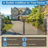 ALEKO 18 ft. x 6 ft. Kyiv Black Metal Steel Dual Swinging Driveway Fence Gate
