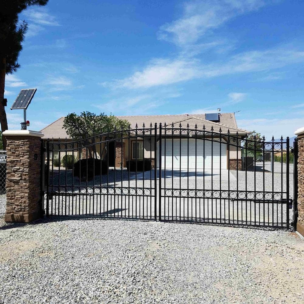 ALEKO London Style 18 ft. x 6 ft. Black Steel Dual Driveway Fence Gate