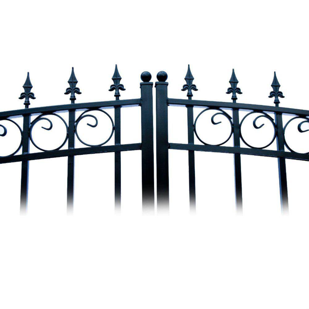 ALEKO London Style 18 ft. x 6 ft. Black Steel Dual Driveway Fence Gate