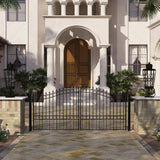 ALEKO London Style 18 ft. x 6 ft. Black Steel Dual Driveway Fence Gate
