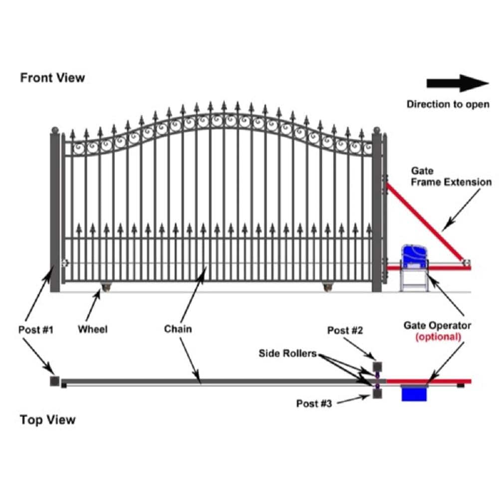 ALEKO London Style 18 ft. x 6 ft. Black Steel Single Slide Driveway Fence Gate