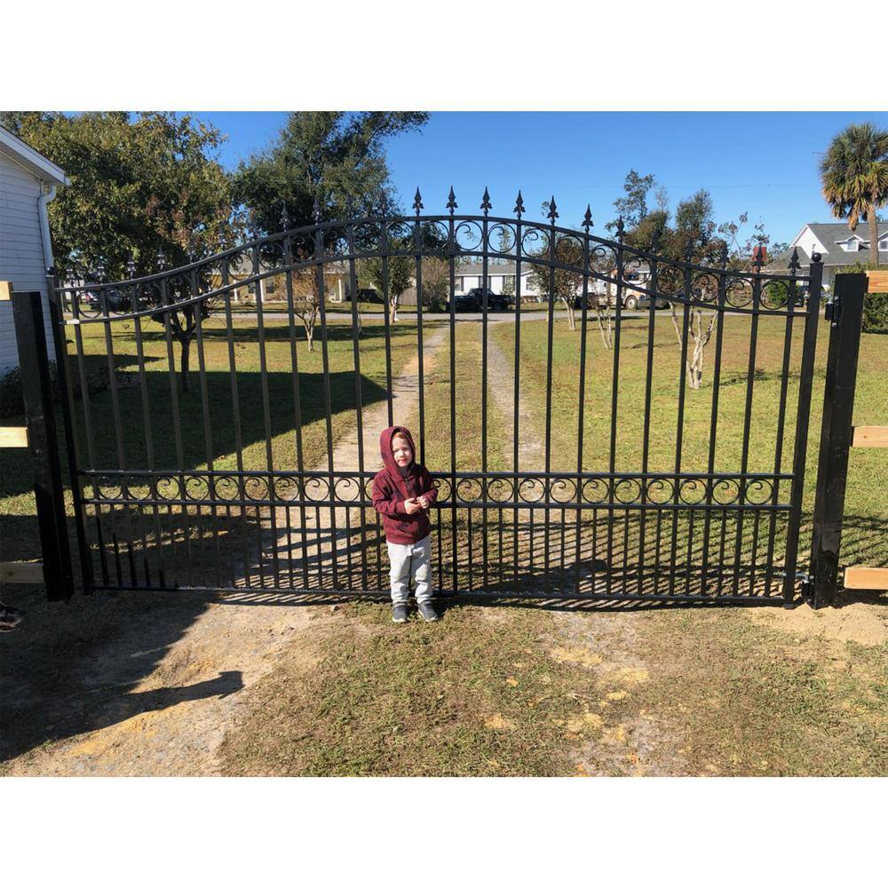 ALEKO London Style 18 ft. x 6 ft. Black Steel Single Swing Driveway Fence Gate