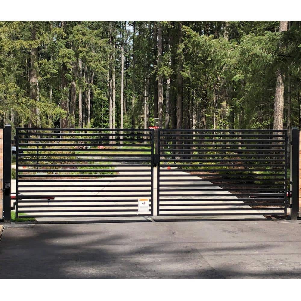 ALEKO Driveway 18 ft. x 6 ft. Black Steel Dual Swing Fence Gate