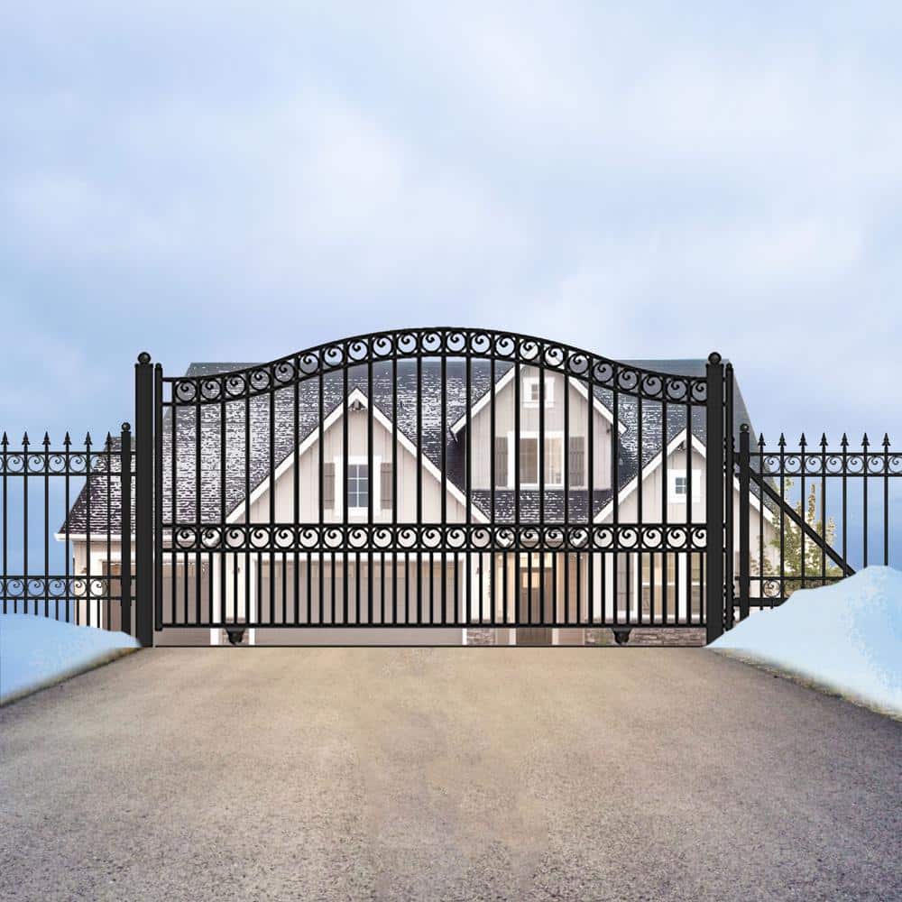 ALEKO Paris Style 18 ft. x 6 ft. Black Steel Single Slide Driveway Fence Gate