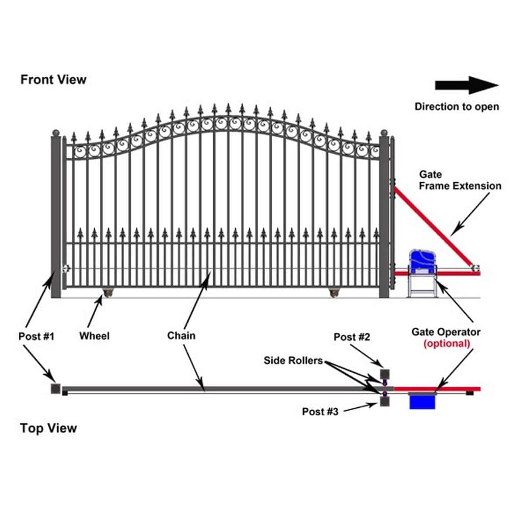 ALEKO Prague Style 18 ft. W x 6 ft. H Black Steel Single Slide Driveway with Gate Opener Fence Gate