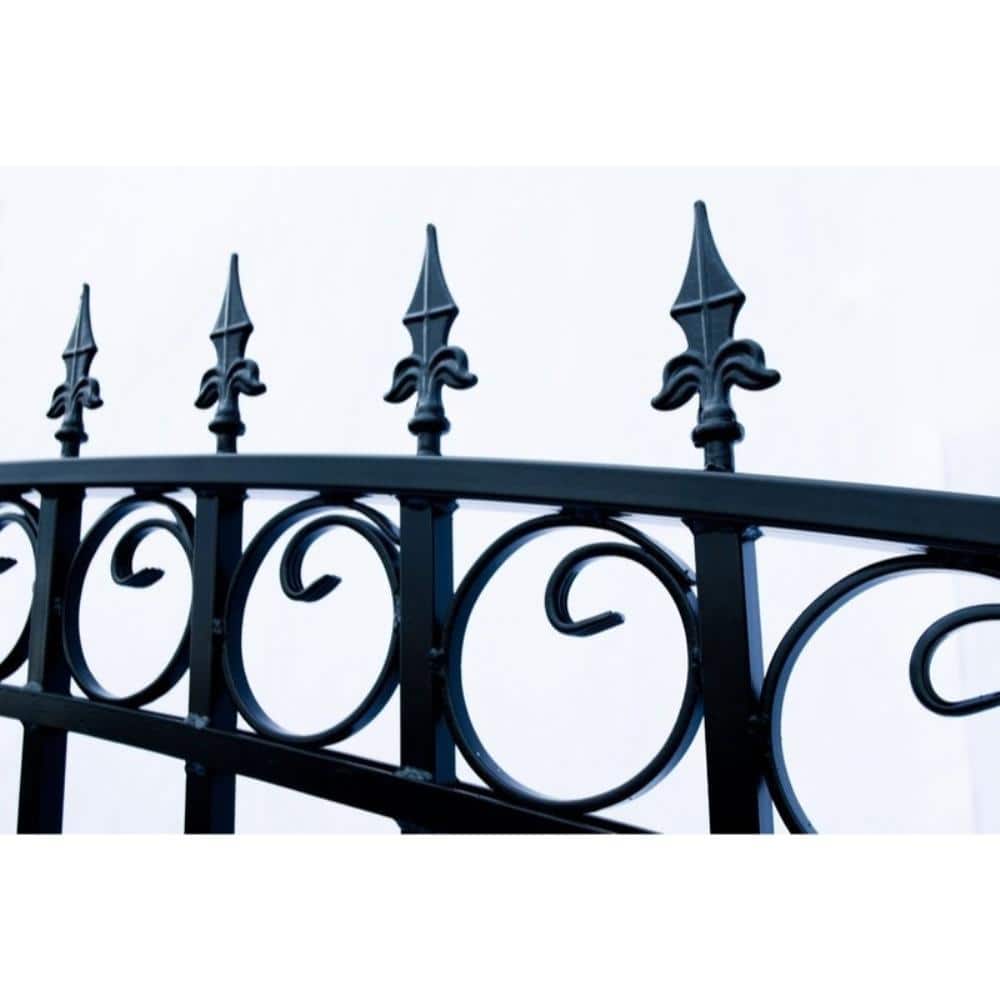 ALEKO Prague Style 18 ft. x 6 ft. Black Steel Single Swing Driveway Fence Gate