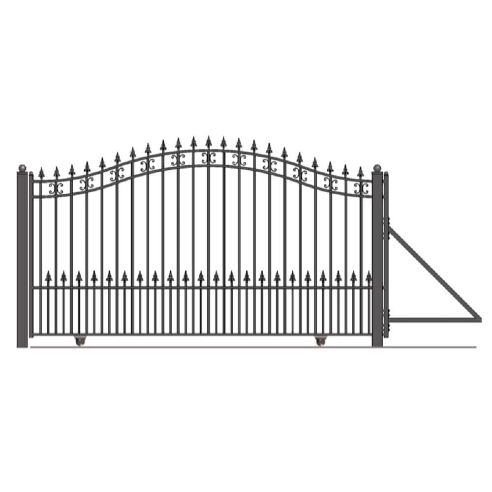 ALEKO St. Louis 18 ft. x 6 ft. Black Steel Single Slide Driveway Fence Gate
