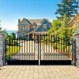 ALEKO Venice Style 18 ft. x 6 ft. Black Steel Dual Driveway Fence Gate