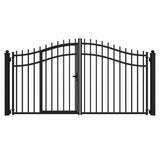 ALEKO Vienna Style 12 ft. x 6 ft. with Pedestrian Gate Black Steel Swing Dual Driveway Fence Gate