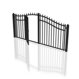 ALEKO Vienna Style 12 ft. x 6 ft. with Pedestrian Gate Black Steel Swing Dual Driveway Fence Gate