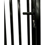 ALEKO Vienna Style 14 ft. x 7 ft. with Pedestrian Gate Black Steel Swing Dual Driveway Fence Gate