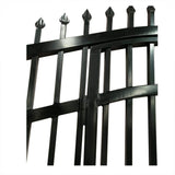 ALEKO Vienna Style 14 ft. x 7 ft. with Pedestrian Gate Black Steel Swing Dual Driveway Fence Gate