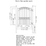 ALEKO 17 ft. x 6 ft. Black Steel Dual Swing Driveway Gate Paris Style 12 ft. with Pedestrian Gate 5 ft. Fence Gate
