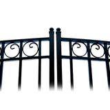 ALEKO 17 ft. x 6 ft. Black Steel Dual Swing Driveway Gate Paris Style 12 ft. with Pedestrian Gate 5 ft. Fence Gate